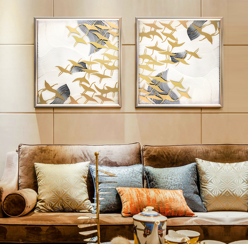 新品輕奢玄關(guān)掛畫 實(shí)物畫 客廳樣板房裝飾畫 方形純手繪油畫 歸去來兮