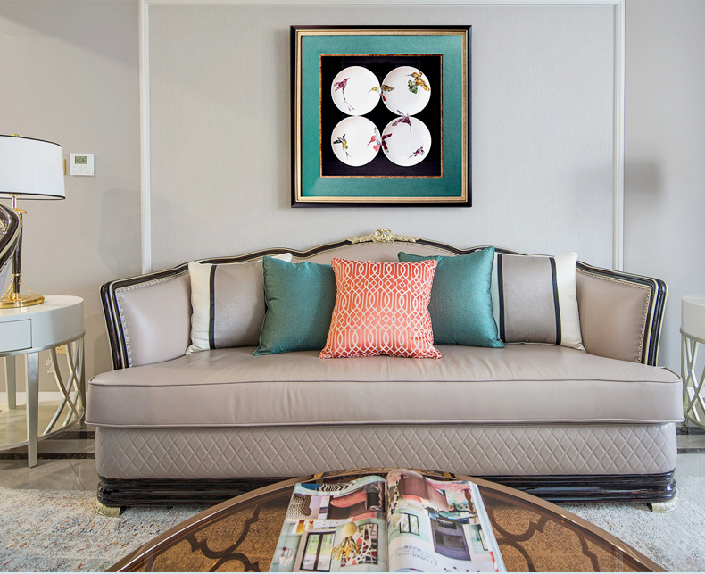 設(shè)計(jì)師樣板間實(shí)物盤子畫 現(xiàn)代輕奢餐廳玄關(guān)立體掛畫 錦瓷