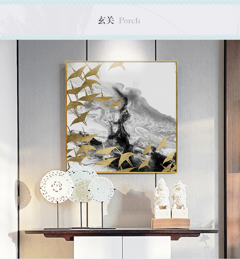 輕奢客廳臥室餐廳走廊玄關掛畫晶瓷畫 純手繪油畫 燕歸巢