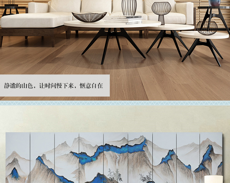 新中式會議室酒店山水風(fēng)景壁畫 大型高端定制巨幅手繪裝飾畫 南山