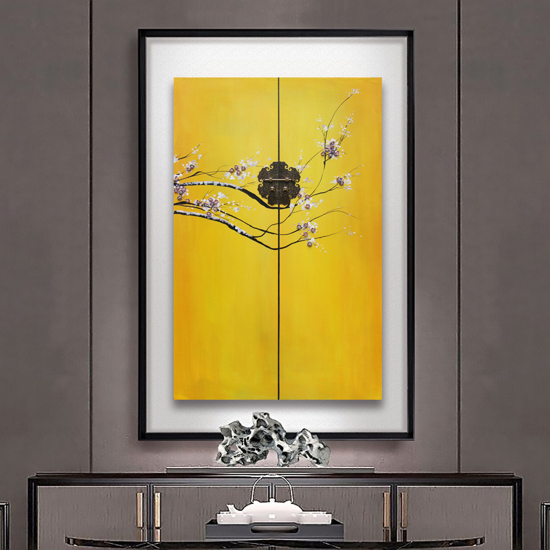 掛畫新中式禪意中國風(fēng)立體畫 精品客廳三聯(lián)畫 玄關(guān)裝飾畫 原創(chuàng)實物畫 新品