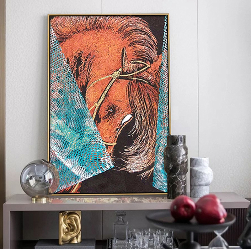 現(xiàn)代創(chuàng)意簡(jiǎn)約客廳裝飾畫 臥室原創(chuàng)手繪砂巖立體畫 餐廳環(huán)保PS框掛畫 駿馬