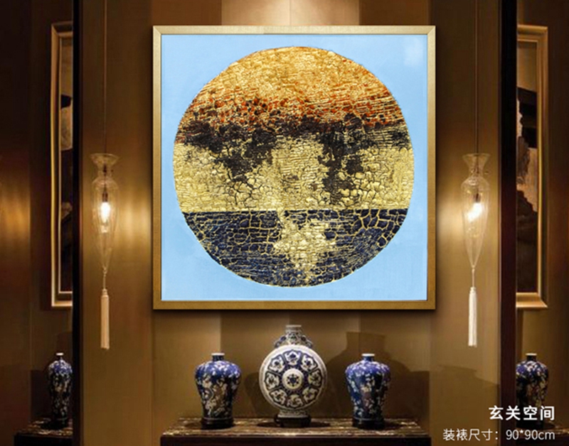 抽象客廳裝飾畫(huà) 臥室原創(chuàng)純手繪抽象畫(huà) 玄關(guān)鋁合金框掛畫(huà) 抽象畫(huà)4