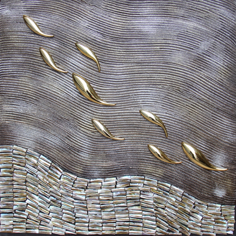 抽象客廳裝飾畫 餐廳原創(chuàng)實物畫 玄關環(huán)保PS框掛畫 逆流而上