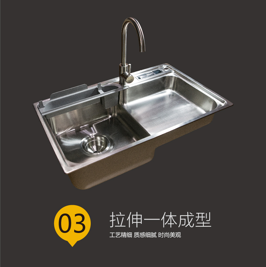 GOHGOH水槽 廚房單槽水槽 304不銹鋼加厚水槽 帶龍頭洗碗洗菜盆MT8048