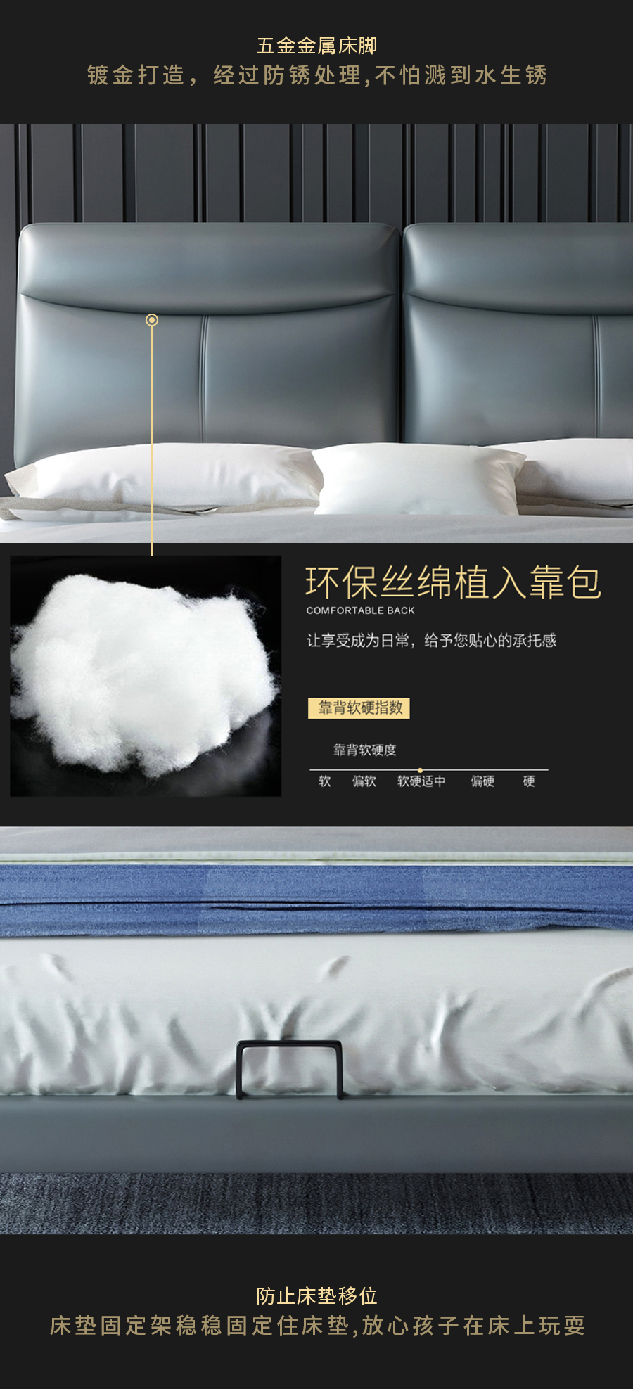 星空梵高 輕奢風(fēng)格 頭層真皮軟床 繁花彼岸 YP608